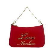 Moschino Röd läder axelväska med metalliskt logotyp Red, Dam