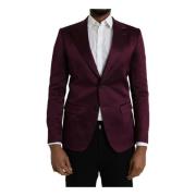 Dolce & Gabbana Maroon Silke Blazer Kappa Slim Fit Brown, Herr