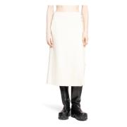 Jil Sander Högmidjig ullkjol med sidofickor White, Dam