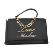 Love Moschino Elegant svart handväska med gyllene logotyp Black, Dam