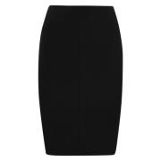 Patrizia Pepe Svart Stretch Bomull Midi Kjol Black, Dam