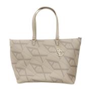 Armani Exchange Beige Shopper Väska med Metaldetaljer Brown, Dam