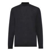 Boggi Milano Mock Polo Neck Jumper Black, Herr