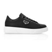 Philipp Plein Svarta läder låga sneakers Black, Herr