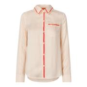 Stine Goya Elegant Button-Up Blus med Minimalistisk Detalj Beige, Dam