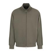 Emporio Armani Zip-Up Double Jersey Sweaters Gray, Herr