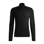 Hugo Boss Ull Turtleneck Tröja Slim Fit Black, Herr