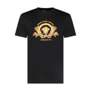 Versace Svart bomullst-shirt med fronttryck Black, Herr