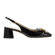 Tod's Fyrkantig Tå Slingback Pump med Metallkedja Black, Dam