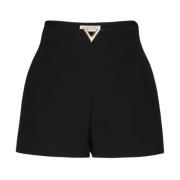 Valentino Garavani Lyxiga Ullblandningsdesigner Shorts Black, Dam