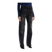 Y/Project Mångsidiga Straight Leg Denim Jeans Black, Dam