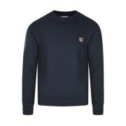 Maison Kitsuné Blå Bomulls Sweatshirt med Broderad Logotyp Blue, Herr