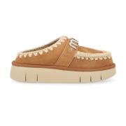 Mou Bounce Clog Fårskinn Slipper i Cognac Brown, Dam