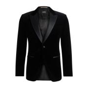 Hugo Boss Sammet slim fit smokingjacka Black, Herr