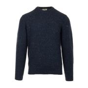 Hartford Blå Crew Stickad Pullover Tröja Blue, Herr