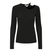 Kaffe Jersey Blus Svart Djup Black, Dam