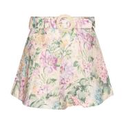 Zimmermann Vida Multifärgade Linne Shorts med All-Over Print Multicolo...