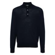 Ermenegildo Zegna Lyxig Ullstickad Polotröja Blue, Herr