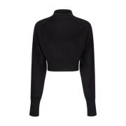 Sportmax Svart Kort Ull Turtleneck Sweater Black, Dam