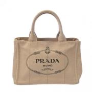 Prada Vintage Pre-owned Canvas prada-vskor Beige, Dam