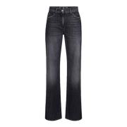 Elisabetta Franchi Breda bomullsjeans med satinband Black, Dam