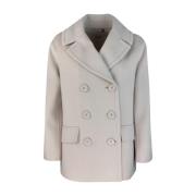 Max Mara Studio Vit Yllekappa Sidenfodrad White, Dam