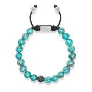 Nialaya Men's Black Diamond Beaded Bracelet with Turquoise Gray, Herr