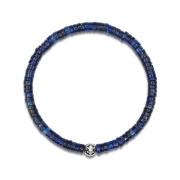 Nialaya Men's Wristband with Blue Lapis Heishi Beads and Silver Gray, ...