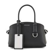 Emporio Armani Svart Läder Mini Handväska med Justerbar Rem Black, Dam