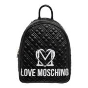 Love Moschino Multifärgad Logo Ryggsäck med Dragkedja Black, Dam