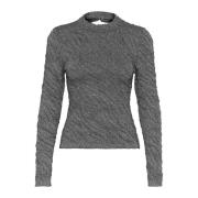 Gestuz Svart/Silver Lurex Stickad Blus Gray, Dam