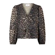 Neo Noir Leopardmönstrad Blus med Slåsdetaljer Brown, Dam