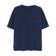 Kiton Blå Bomull T-shirt med Logobroderi Blue, Herr