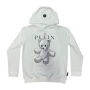 Philipp Plein Vit huvtröja med Teddy Bear-logotyp White, Unisex