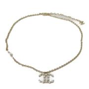 Chanel Vintage Pre-owned Tyg halsband White, Dam