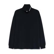 Emporio Armani Svart Tröja med Logotyptryck Mock Neck Black, Herr