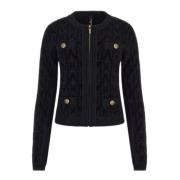 Guess Chenille Cardigan med Monogramdetalj Black, Dam