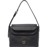 Pinko Svart Läder Hobo Väska Black, Dam