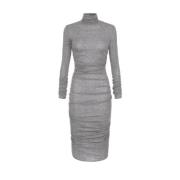 Elisabetta Franchi Grå Melange Ullblandning Midi Klänning Gray, Dam