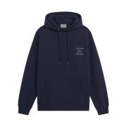 Drole de Monsieur Calligraphy Slogan Hoodie i Navy Blue Blue, Herr