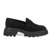 Hogan Svarta Saddle Moccasins med Extra-Lätt Sula Black, Dam