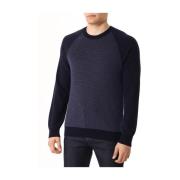 Boss Blå Crewneck Texturerad Tröja - Dairon Blue, Herr