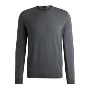 Boss Virgin Wool Crew Neck Tröja Gray, Herr