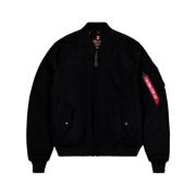 Alpha Industries Svart ullbomberjacka med ribbade kanter Black, Herr