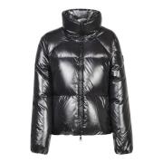 Moncler Quiltad Vinterjacka med Glansig Finish Black, Dam