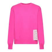 Amaránto Fuchsia Crewneck Sweater med Distressed Finish Pink, Herr