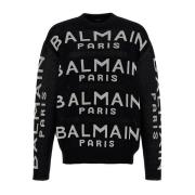 Balmain Stilren Stickad Topp Black, Herr