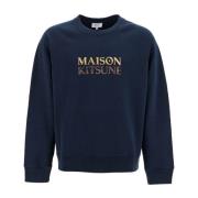 Maison Kitsuné Gradient Logo Oversized Crewneck Sweatshirt Blue, Herr