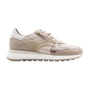 DL Sport Beige Mocka Sneakers med Dragkedja Stängning Beige, Dam