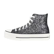 Converse Glitter High Top Sneakers Gray, Dam